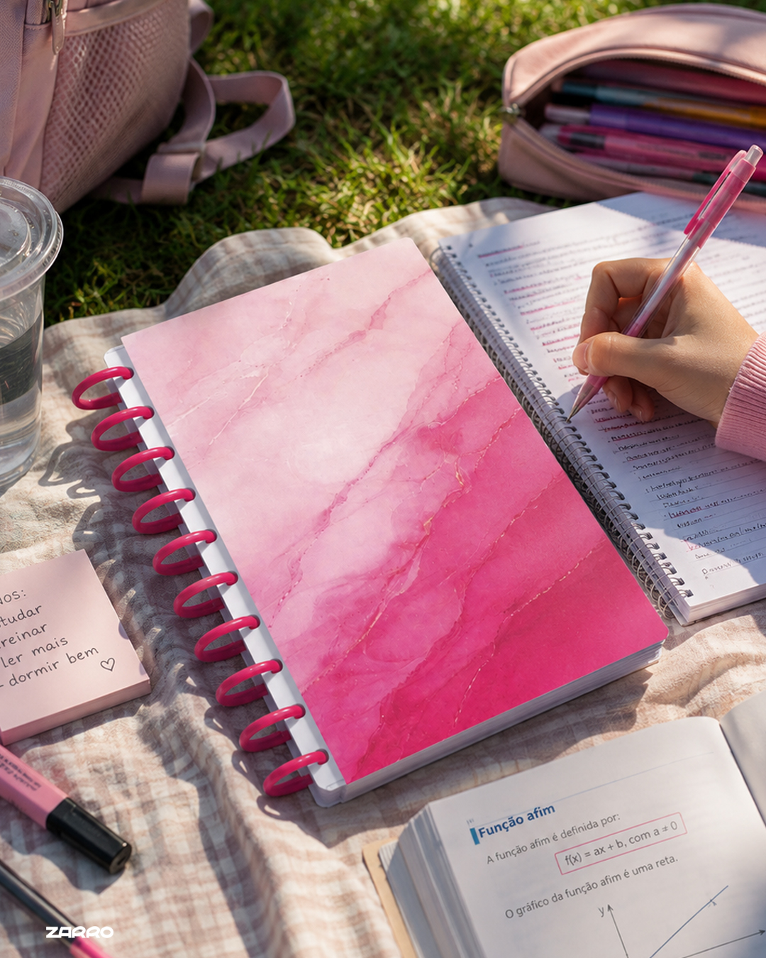 Caderno de disco Zarro ZRO-01 Rosa Marmorizado